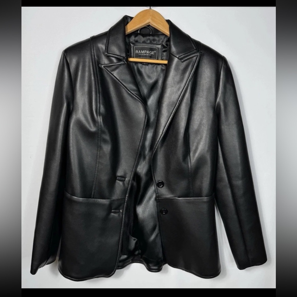 Vintage Rampage women’s Leather Blazer Size Large (L) Black